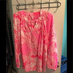 100% Silk Lilly Pulitzer Blouse Size XL worn once
